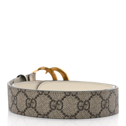 Gucci GG Supreme Monogram Matte Plutone Calfskin Double G 30mm Belt 75 30 Beige Ebony Mystic White 2 of 5