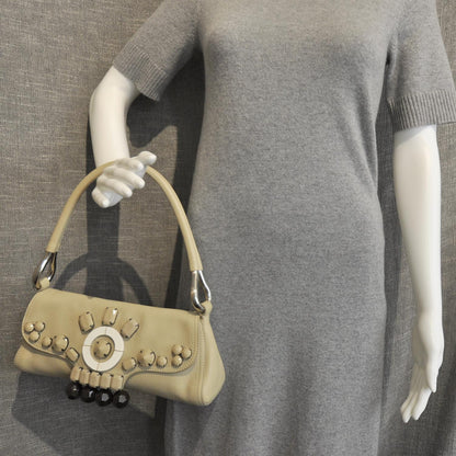 Prada Vitello Daino Ricamo Beaded Shoulder Bag 5 of 12