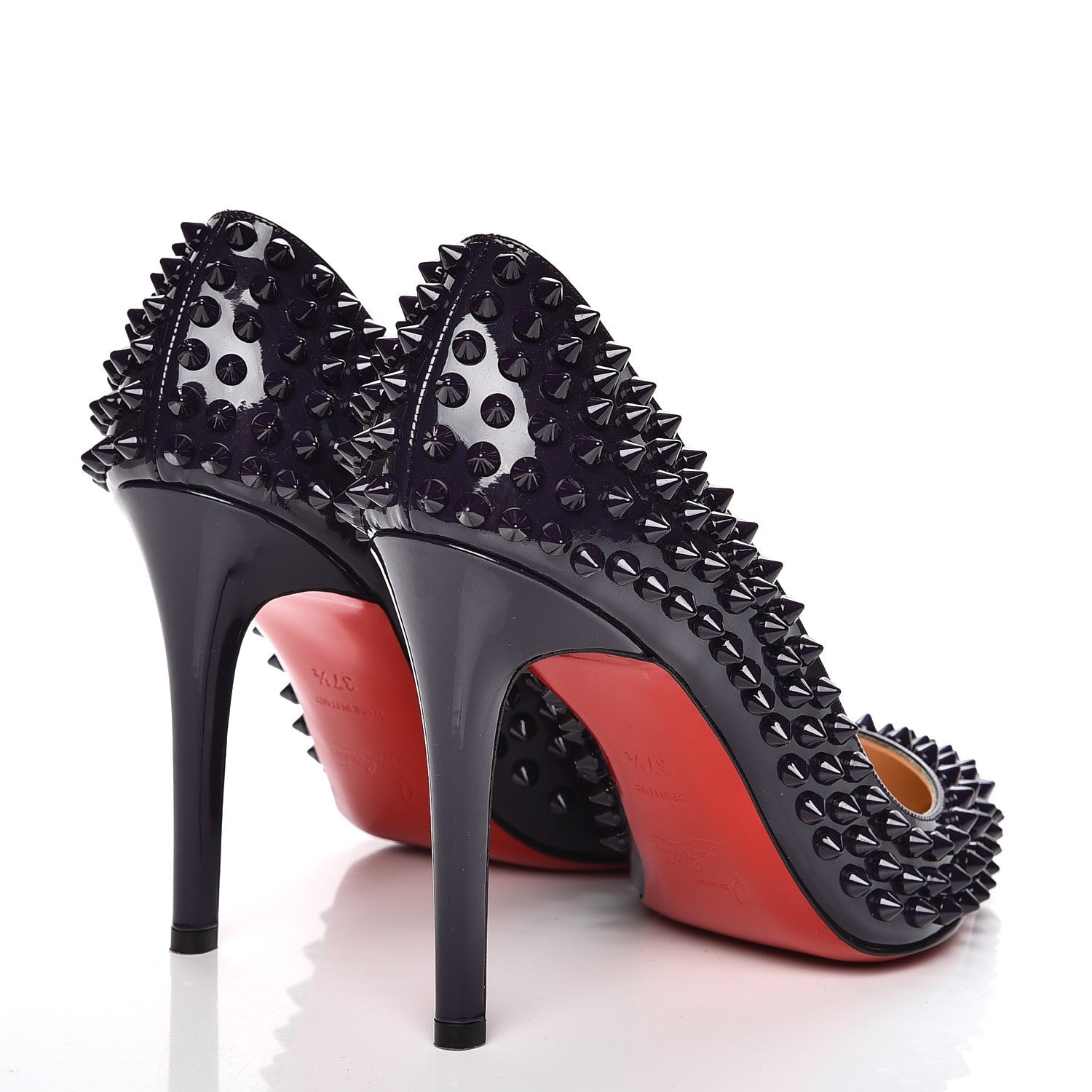 Christian Louboutin Patent Pigalle Spikes 100 Pumps 37.5 Iris 4 of 9