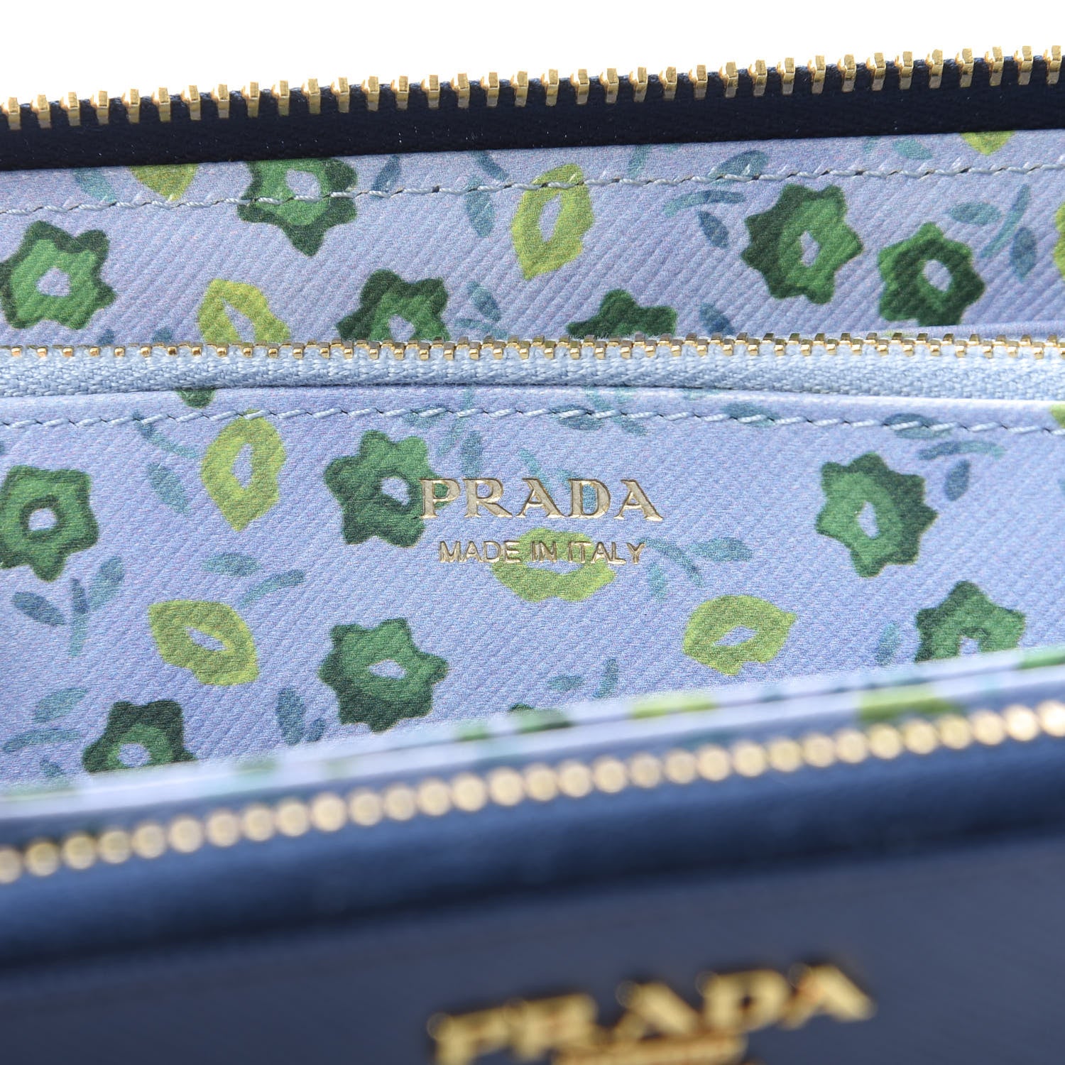 Prada Saffiano Metal Zip Around Wallet Cobalto 8 of 9
