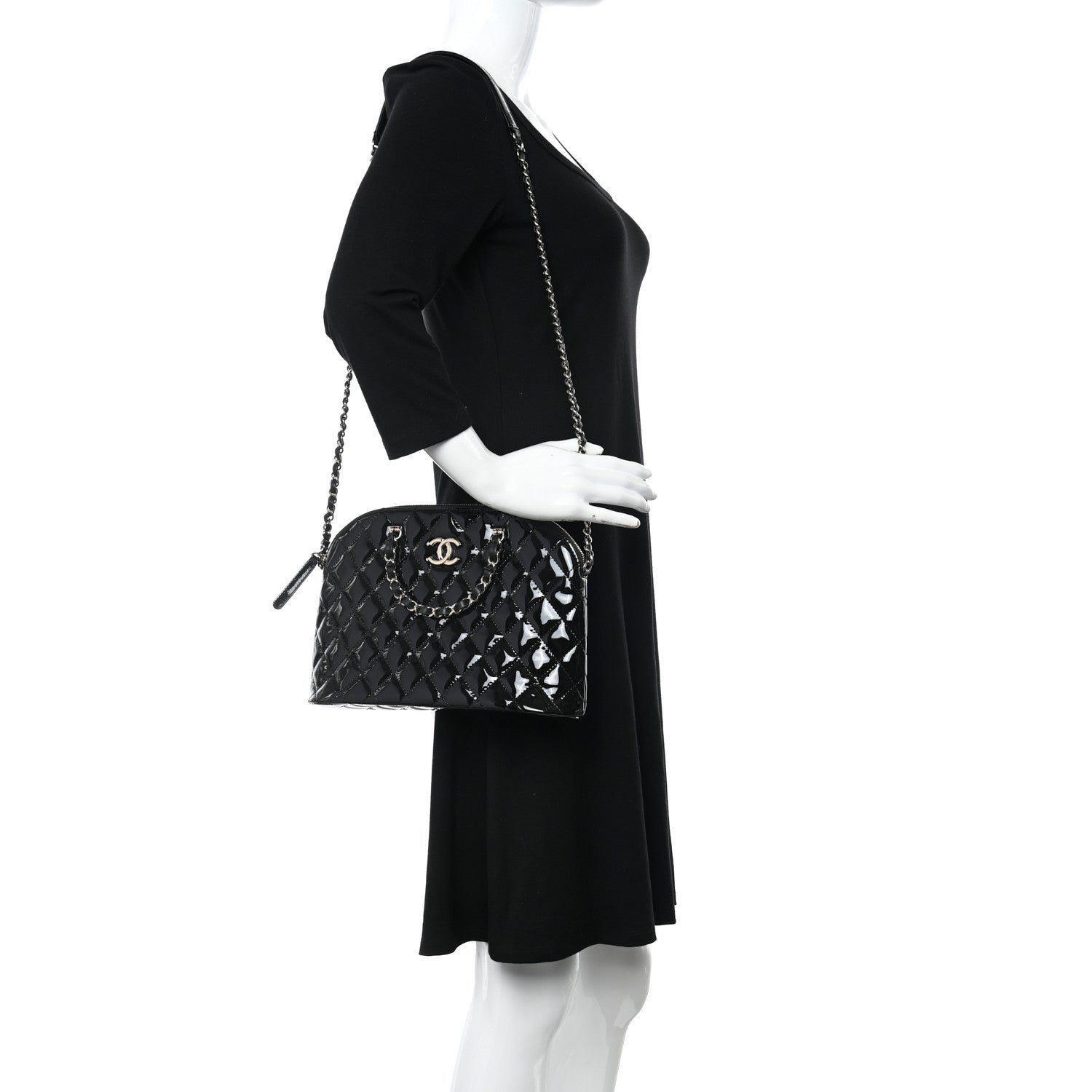 Chanel Patent Quilted Shiny Coco Small Shopping Bag Black 2 of 11