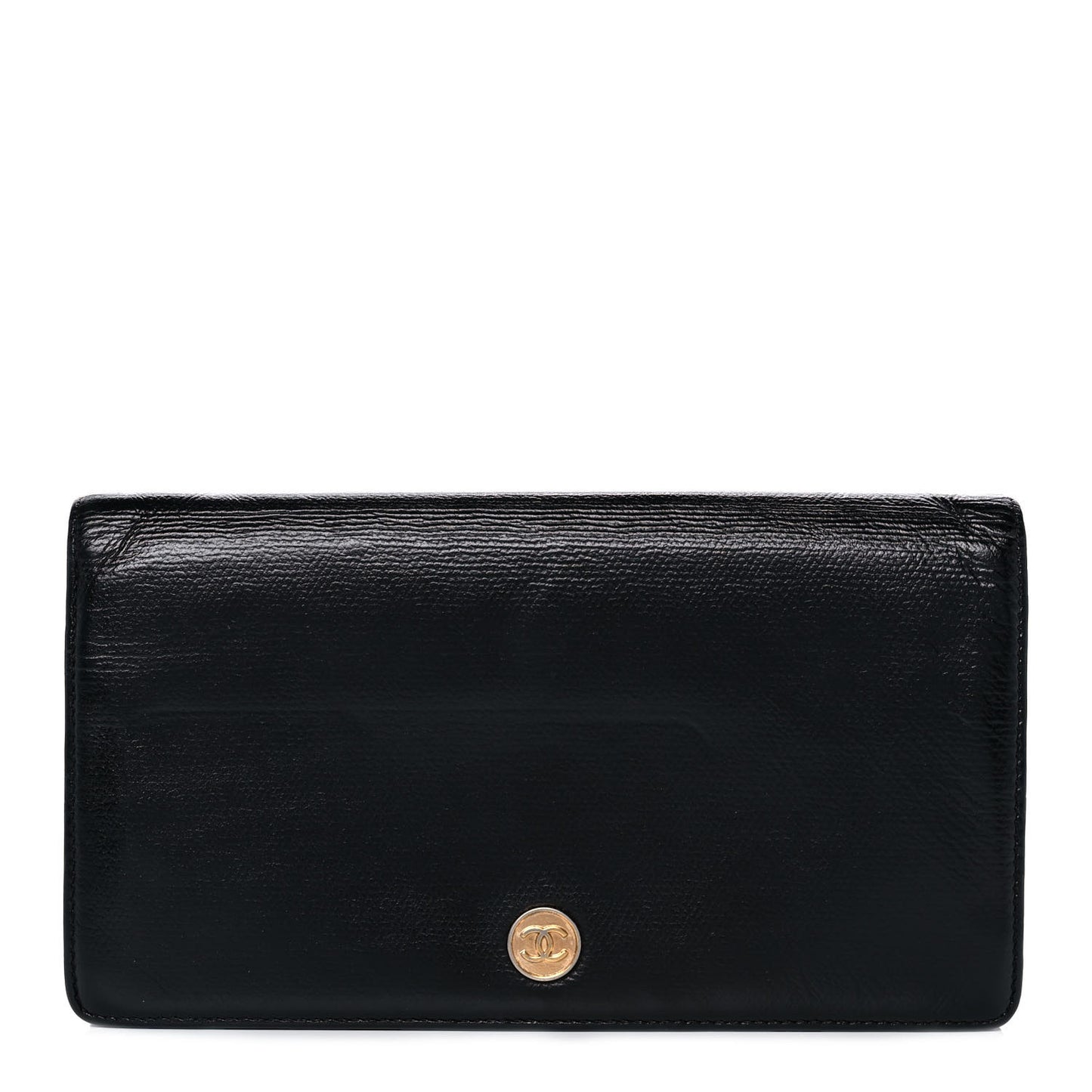 Grained Calfskin CC Button Yen Wallet Black