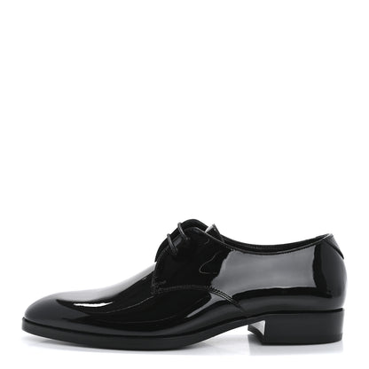 Saint Laurent Patent Calfskin Mens Derby Lace Up Shoes 37 Black 1 of 10