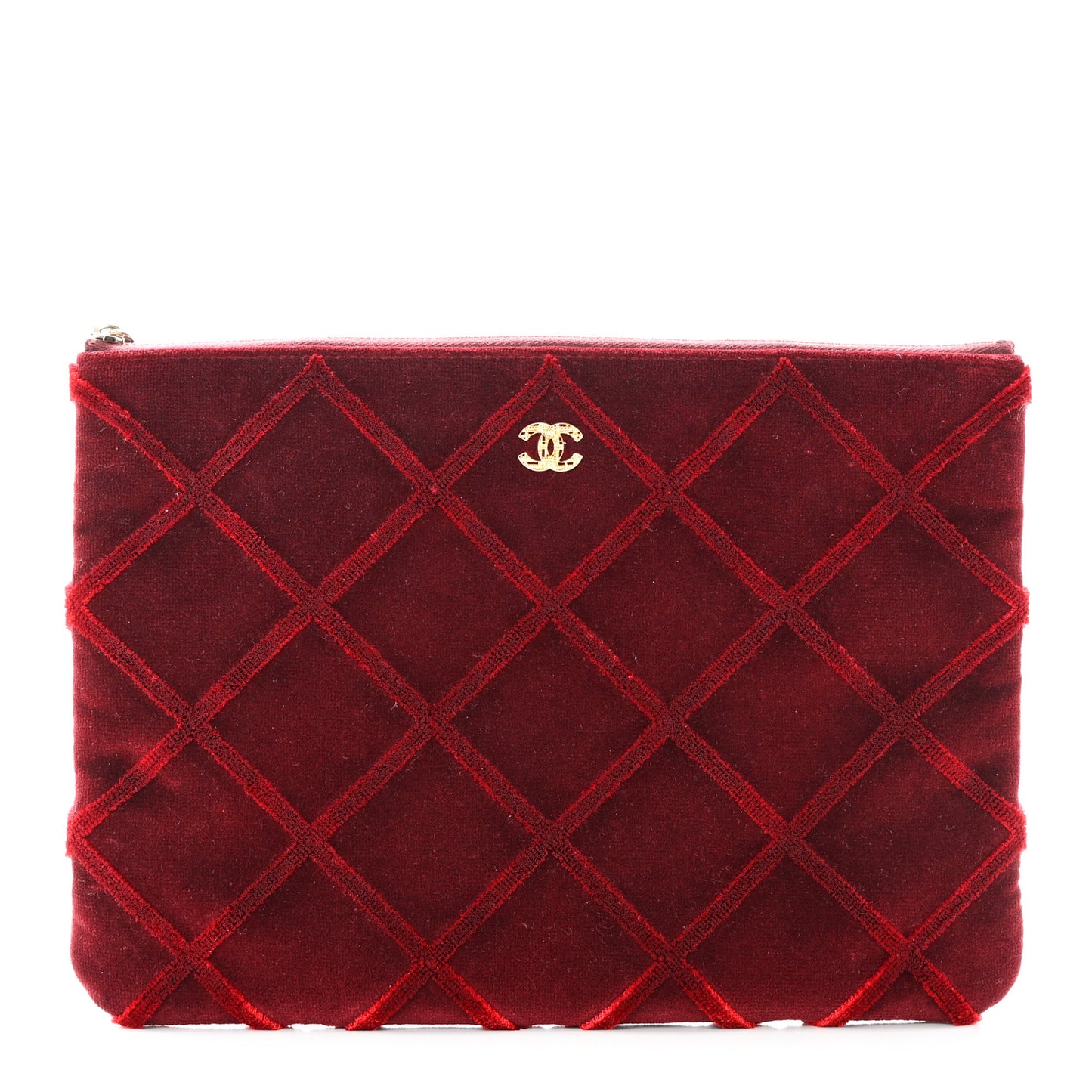 Velvet Quilted Medium Cosmetic Case Burgundy