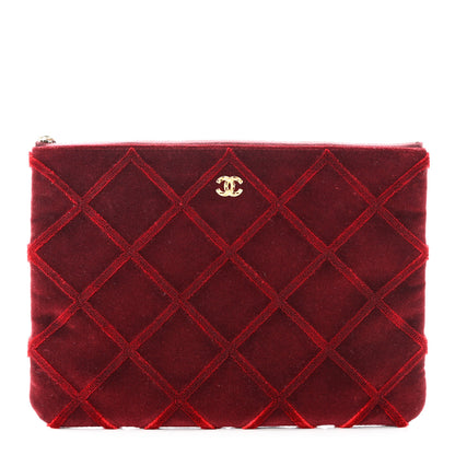 Chanel Velvet Quilted Medium Cosmetic Case Burgundy 1 of 7