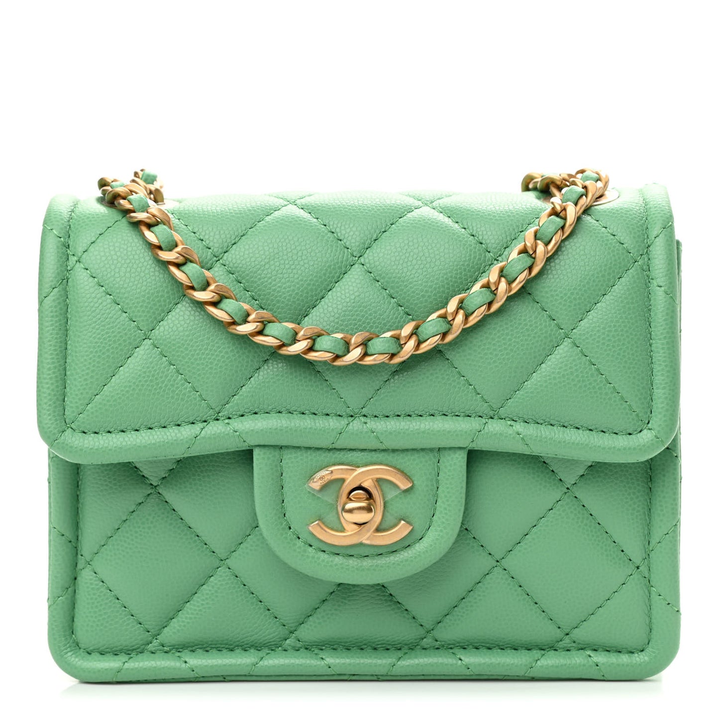 Caviar Quilted Mini Sweet Classic Flap Green