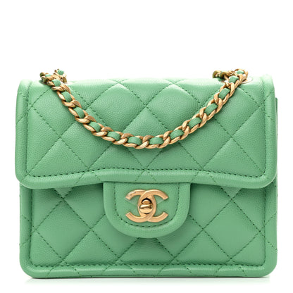 Chanel Caviar Quilted Mini Sweet Classic Flap Green 1 of 10