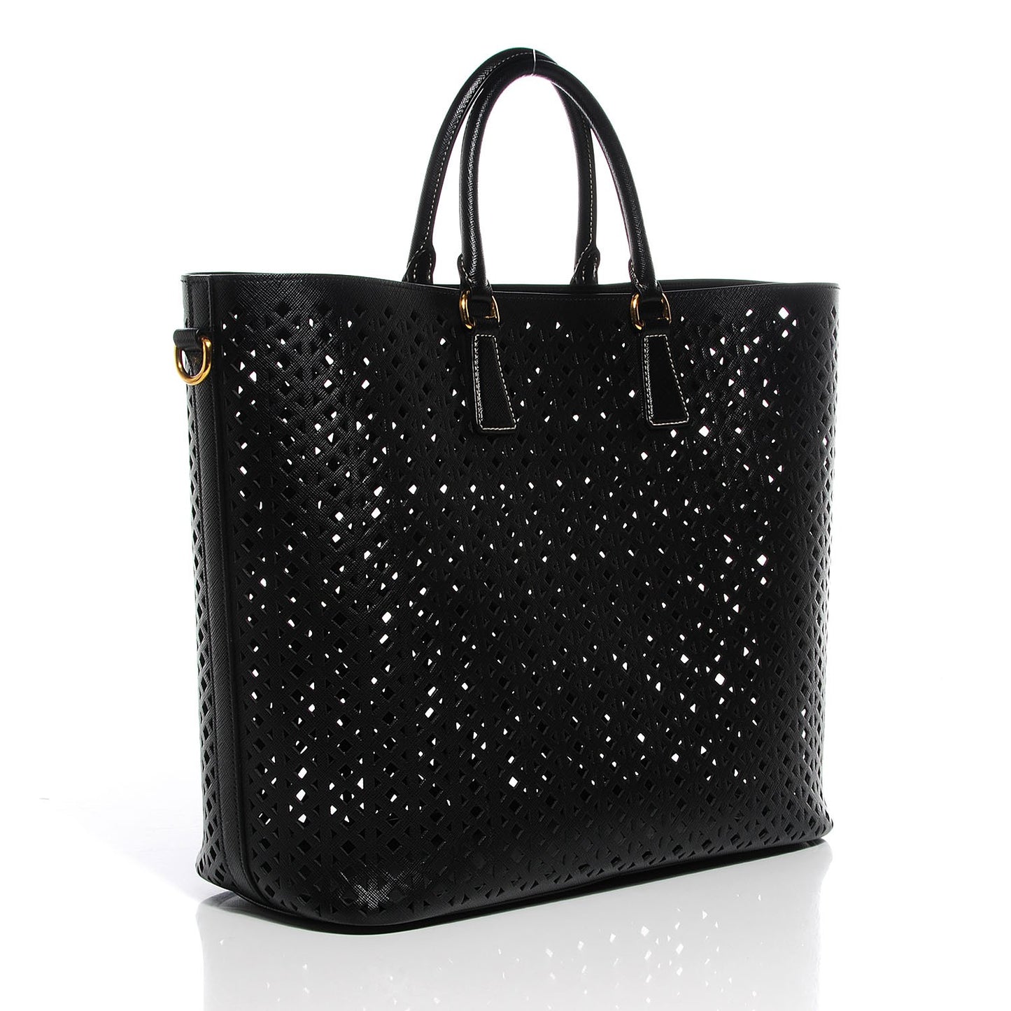 Saffiano Perforated Tote Black