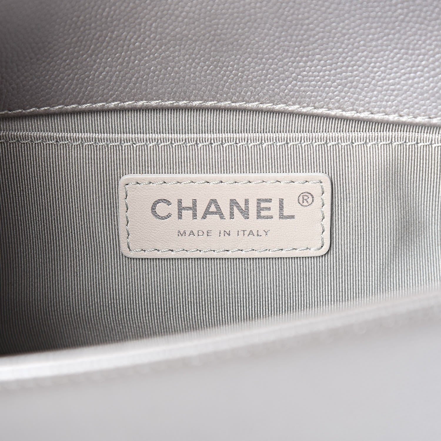 Chanel Metallic Caviar Chevron Quilted Small Boy Flap Silver 9 of 10