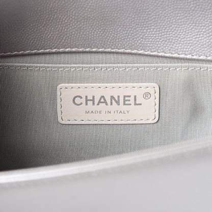 Chanel Metallic Caviar Chevron Quilted Small Boy Flap Silver 9 of 10