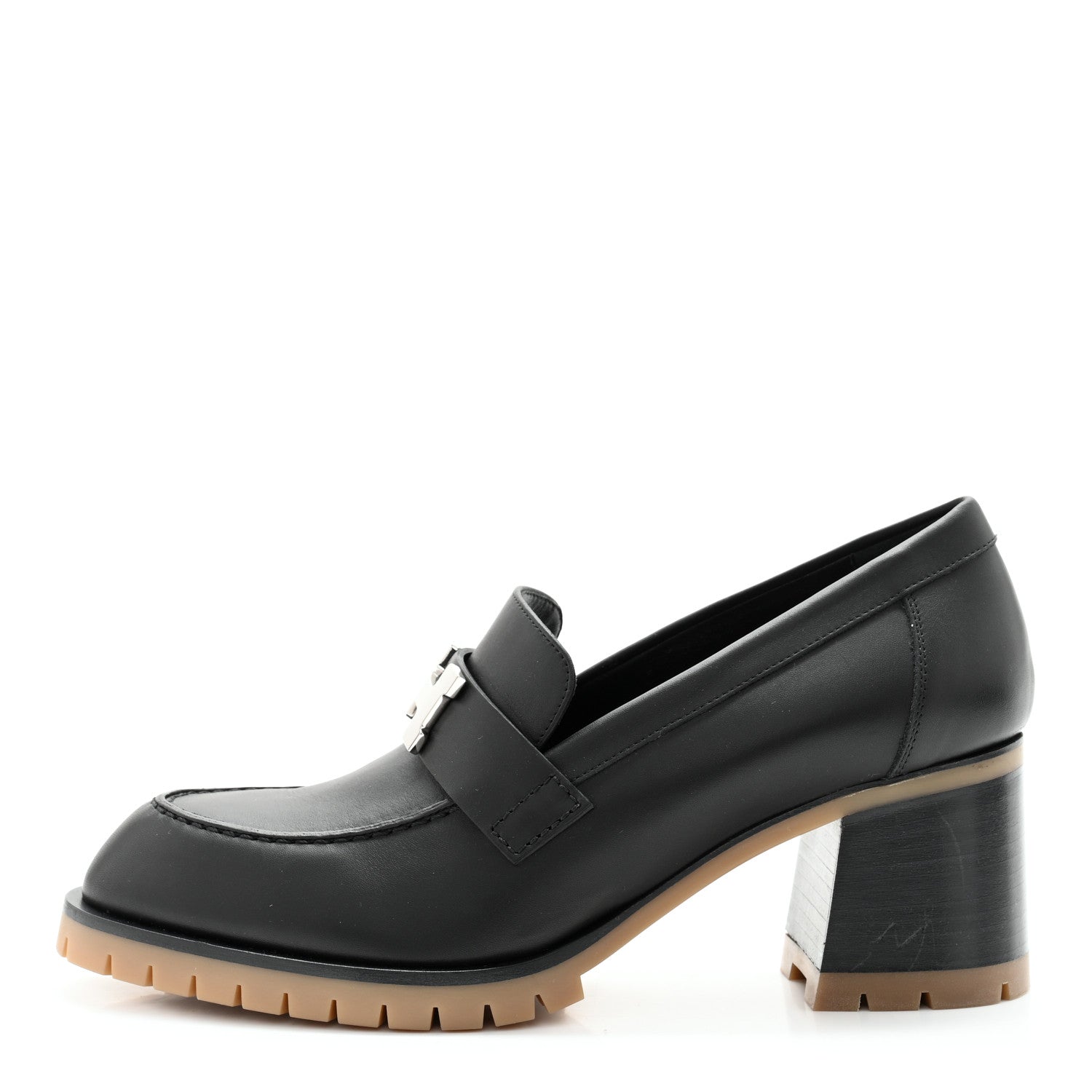 Hermes Calfskin Womens Foch 60 Pump 38 Black 1 of 11