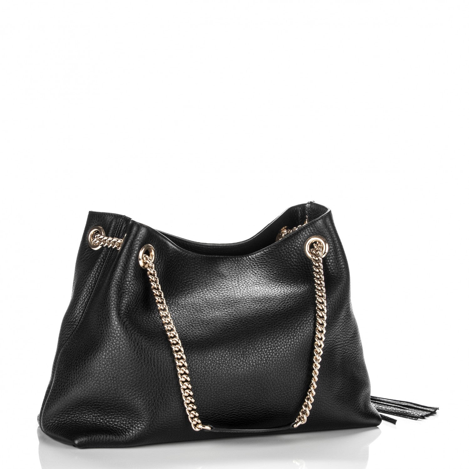 Gucci Pebbled Calfskin Medium Soho Chain Shoulder Bag Black 3 of 7