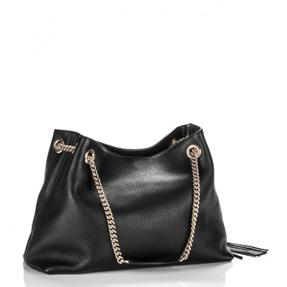 Gucci Pebbled Calfskin Medium Soho Chain Shoulder Bag Black 3 of 7
