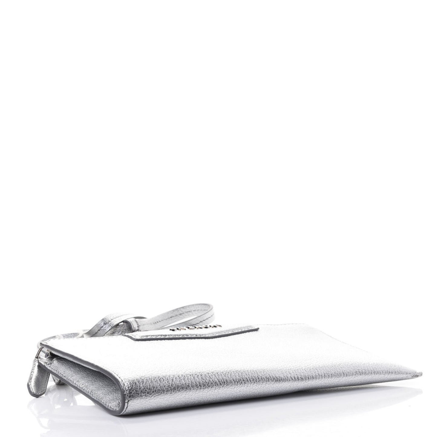 Metallic Calfskin Iconic Pouch Crossbody Black Silver
