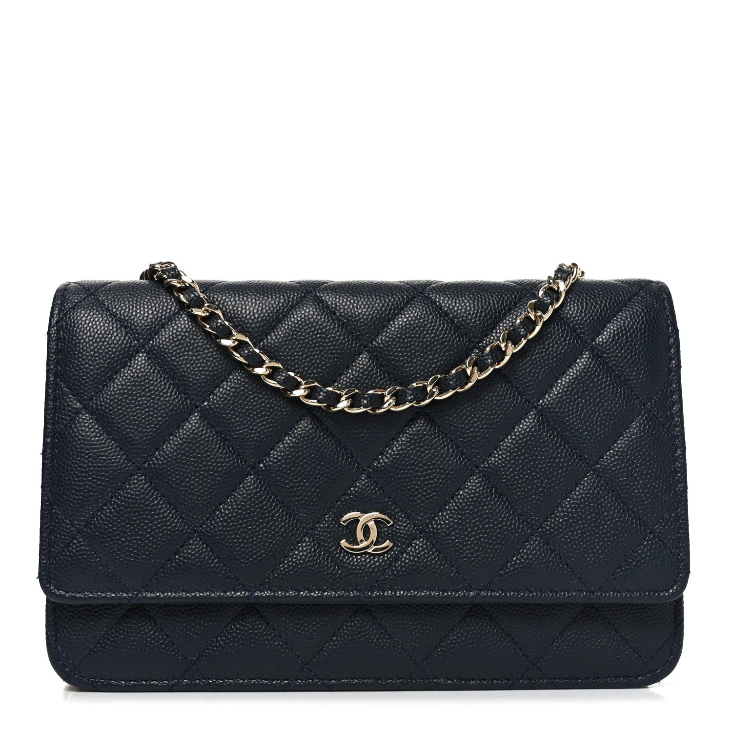 Chanel Caviar Quilted Wallet on Chain WOC Navy Blue 1 of 12