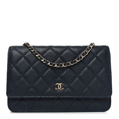 Chanel Caviar Quilted Wallet on Chain WOC Navy Blue 1 of 12