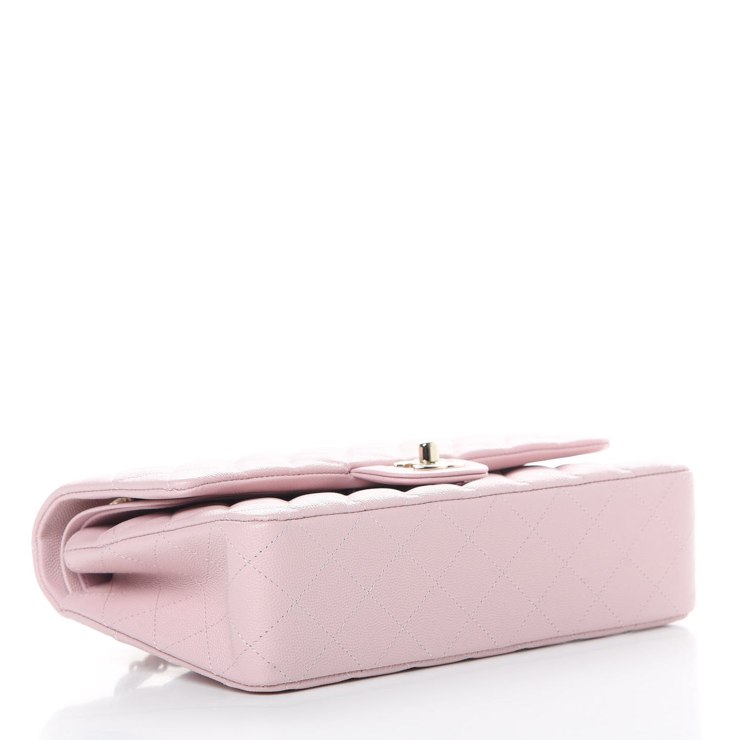 Caviar Quilted Medium Double Flap Light Pink