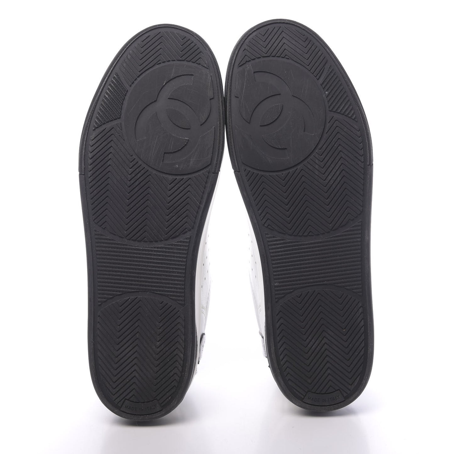 Calfskin Mens Logo Sneakers 43 Black White