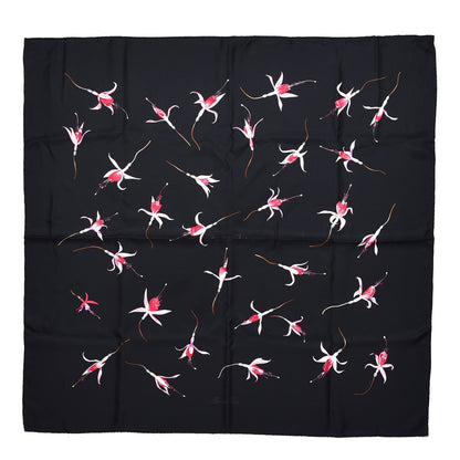 Hermes Silk Fleurs De Fuchsia Scarf 90 Black 1 of 4