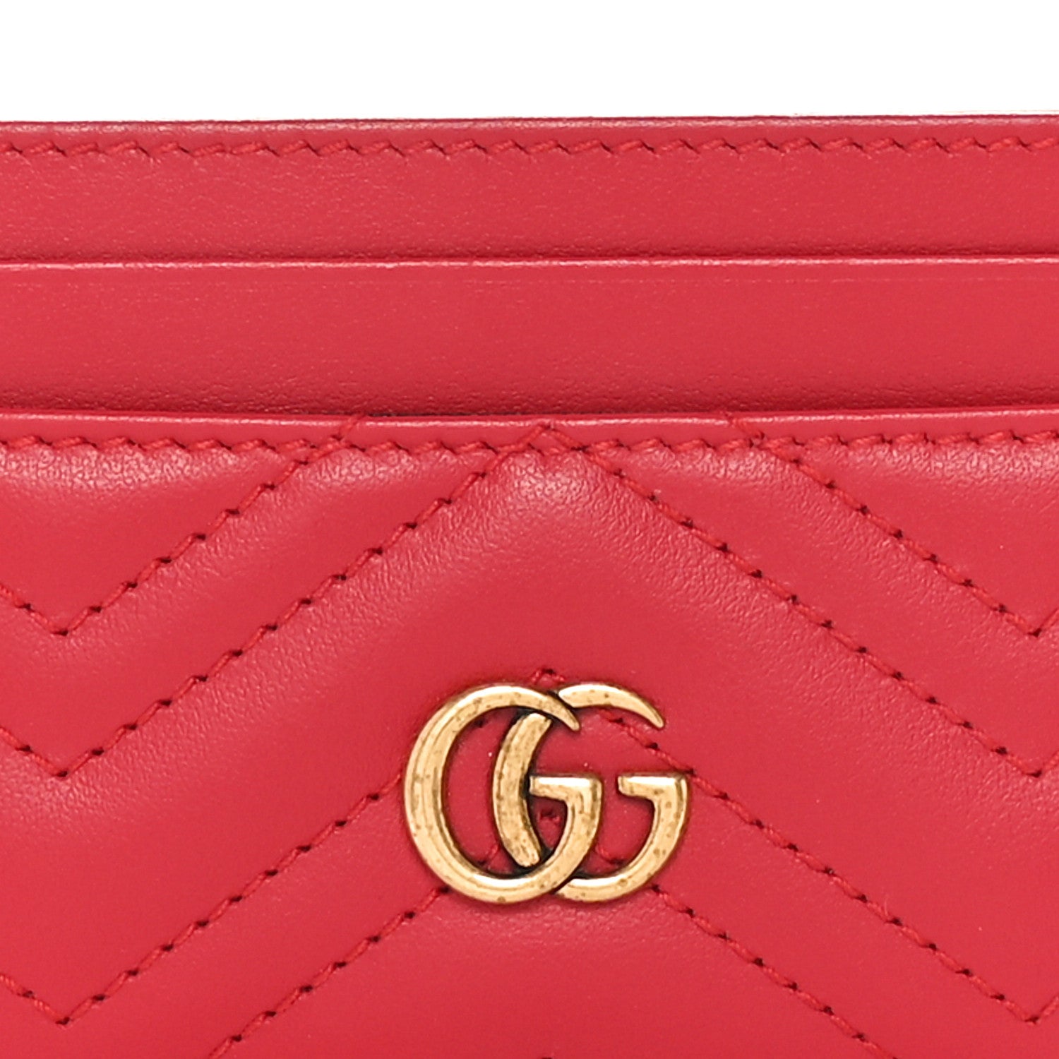 Gucci Calfskin Matelasse GG Marmont Card Holder Hibiscus Red 7 of 8