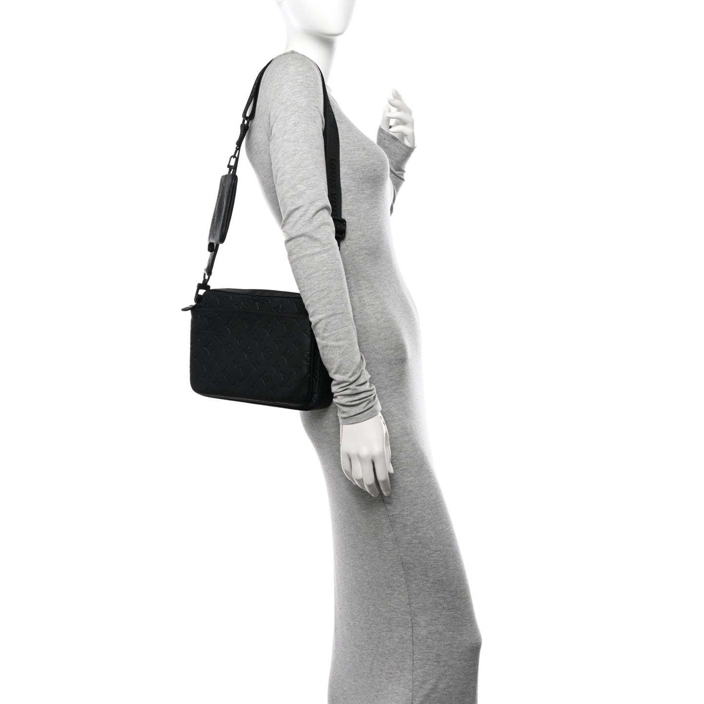 Calfskin Monogram Shadow Trio Messenger Black