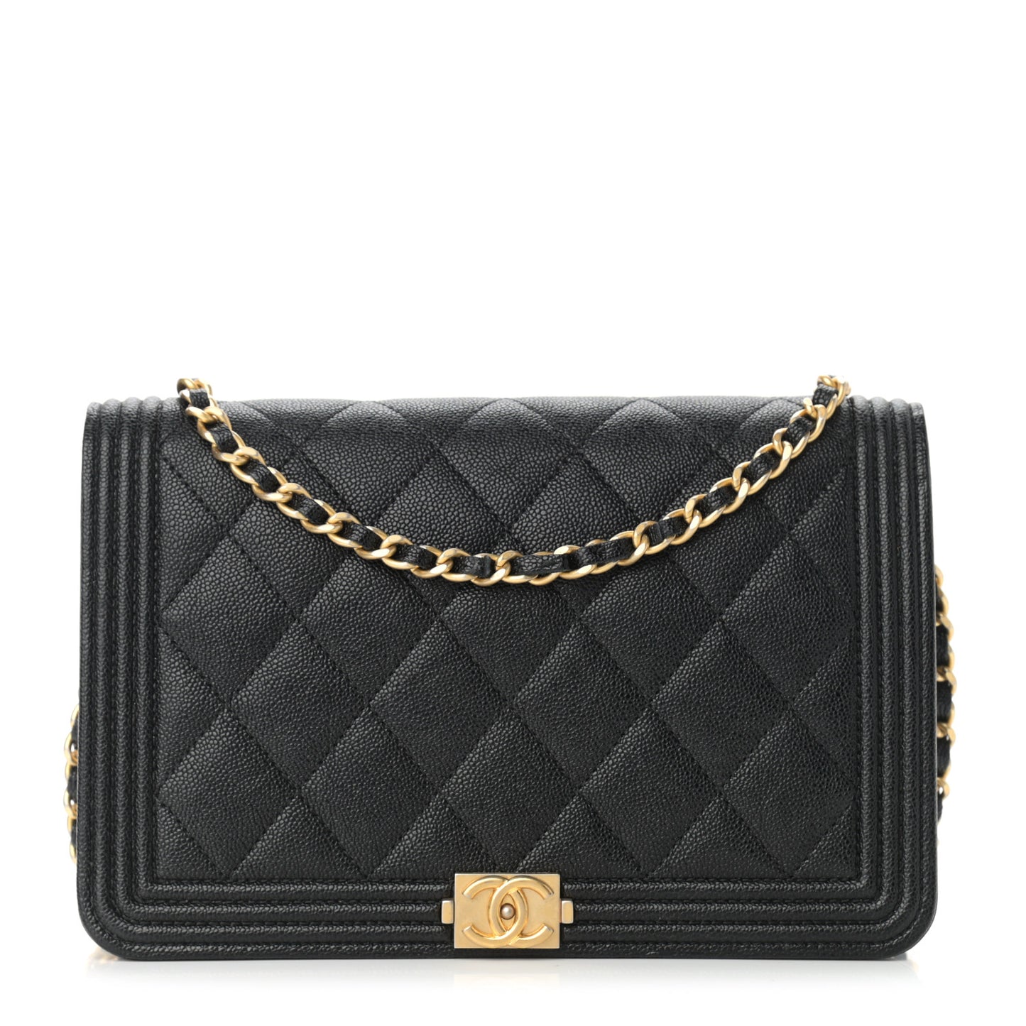 Caviar Quilted Boy Wallet On Chain WOC Black