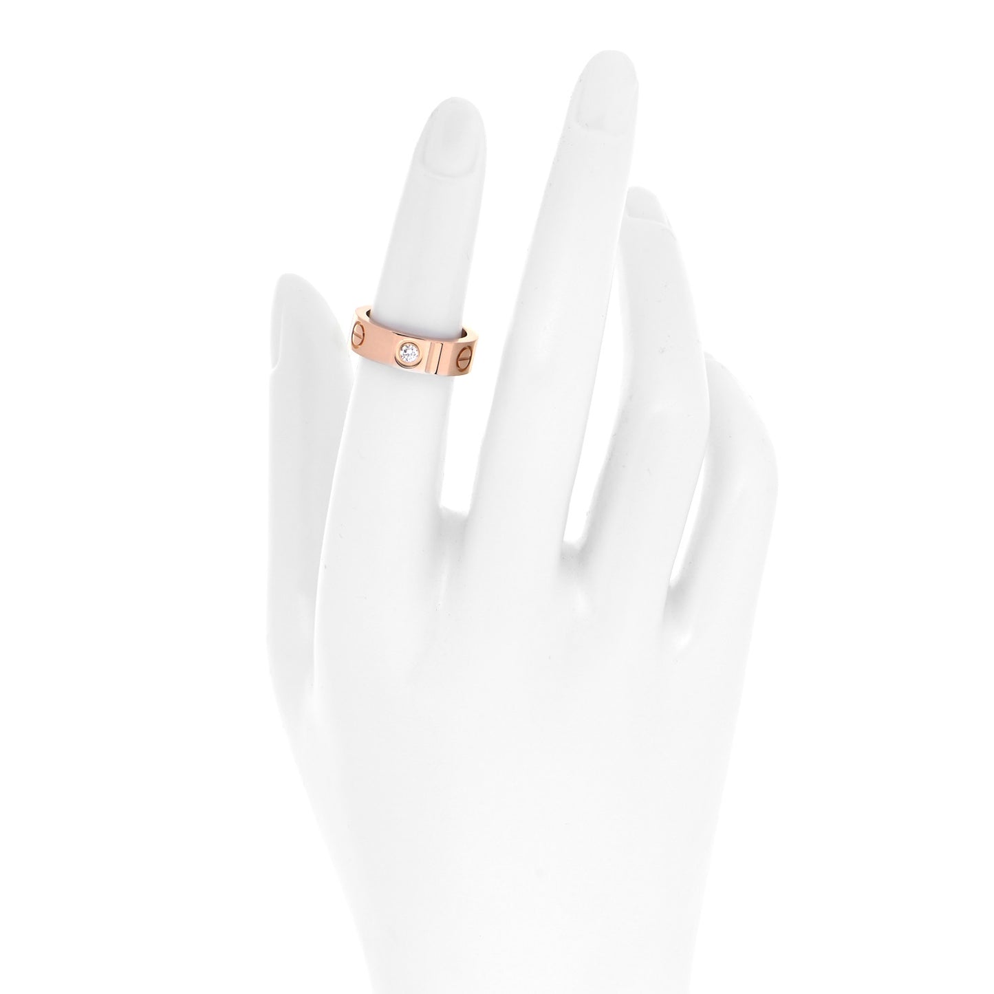 18K Pink Gold 3 Diamond 5.5mm LOVE Ring 49 4.75