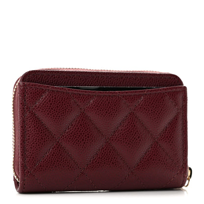 Chanel Caviar Quilted Zip Around Coin Purse Dark Burgundy 3 of 8