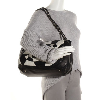 Chanel Lambskin Patchwork Accordion Flap Black White 2 of 8
