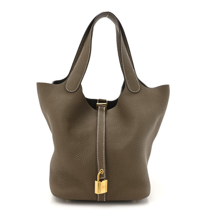 Hermes Taurillon Clemence Picotin Lock 22 MM Etoupe 1 of 10