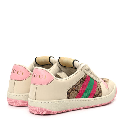 Gucci Calfskin GG Supreme Crystals Web Screener Sneakers 35.5 Beige Ebony Wild Rose 5 of 9