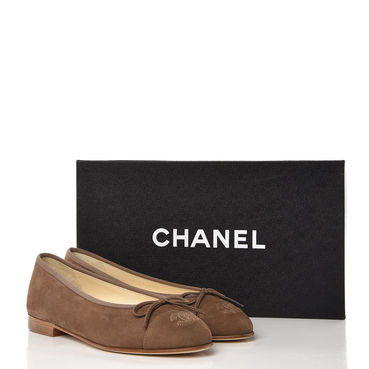 Chanel Suede Bull Cap Toe CC Ballerina Flats 35 Brown 9 of 9