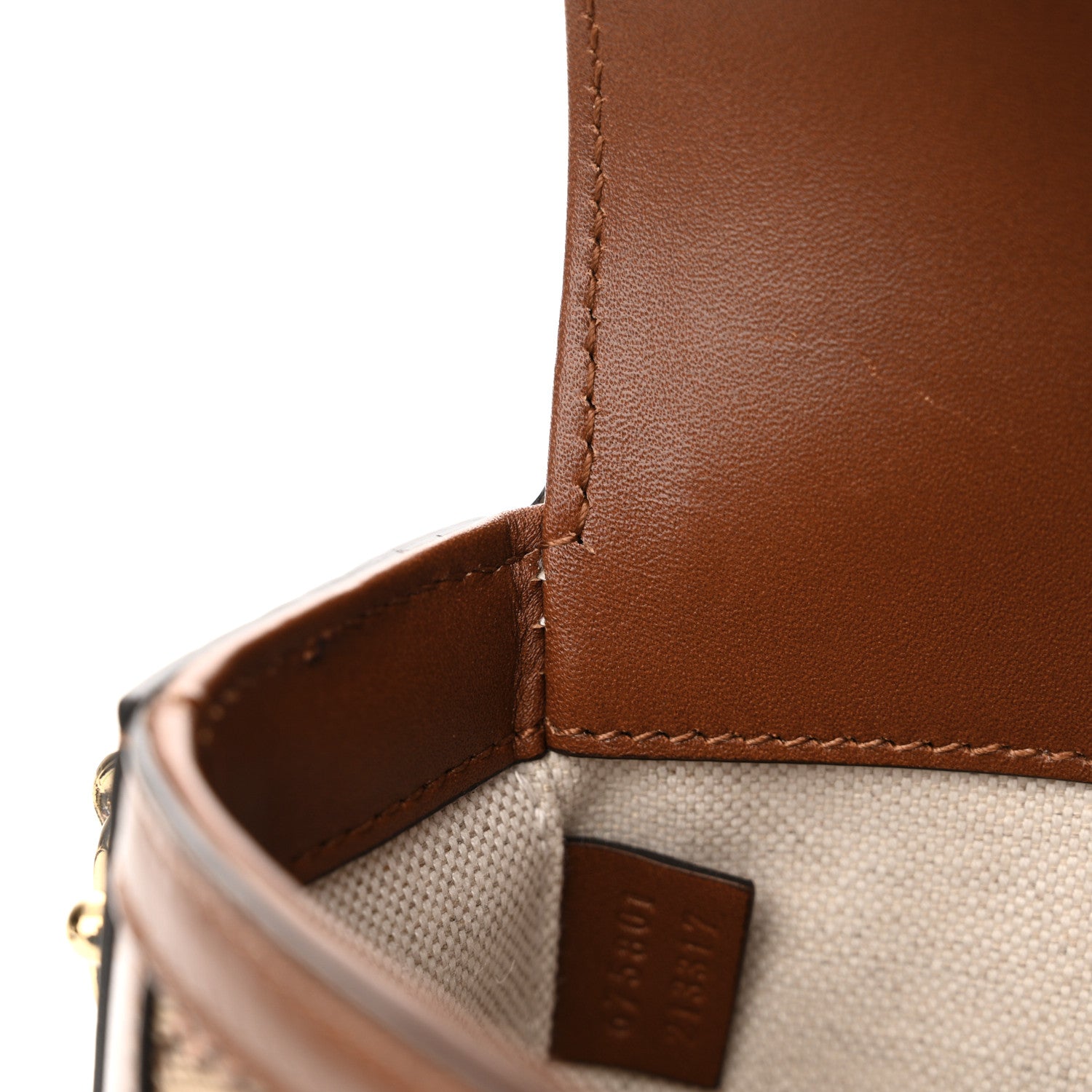 Gucci Canvas Calfskin Crystal GG Monogram Mini Horsebit 1955 Shoulder Bag Camel Ebony 11 of 13