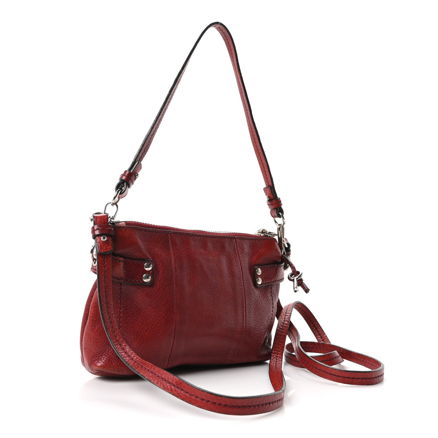 Grained Calfskin Small Paddington Crossbody  Dark Red