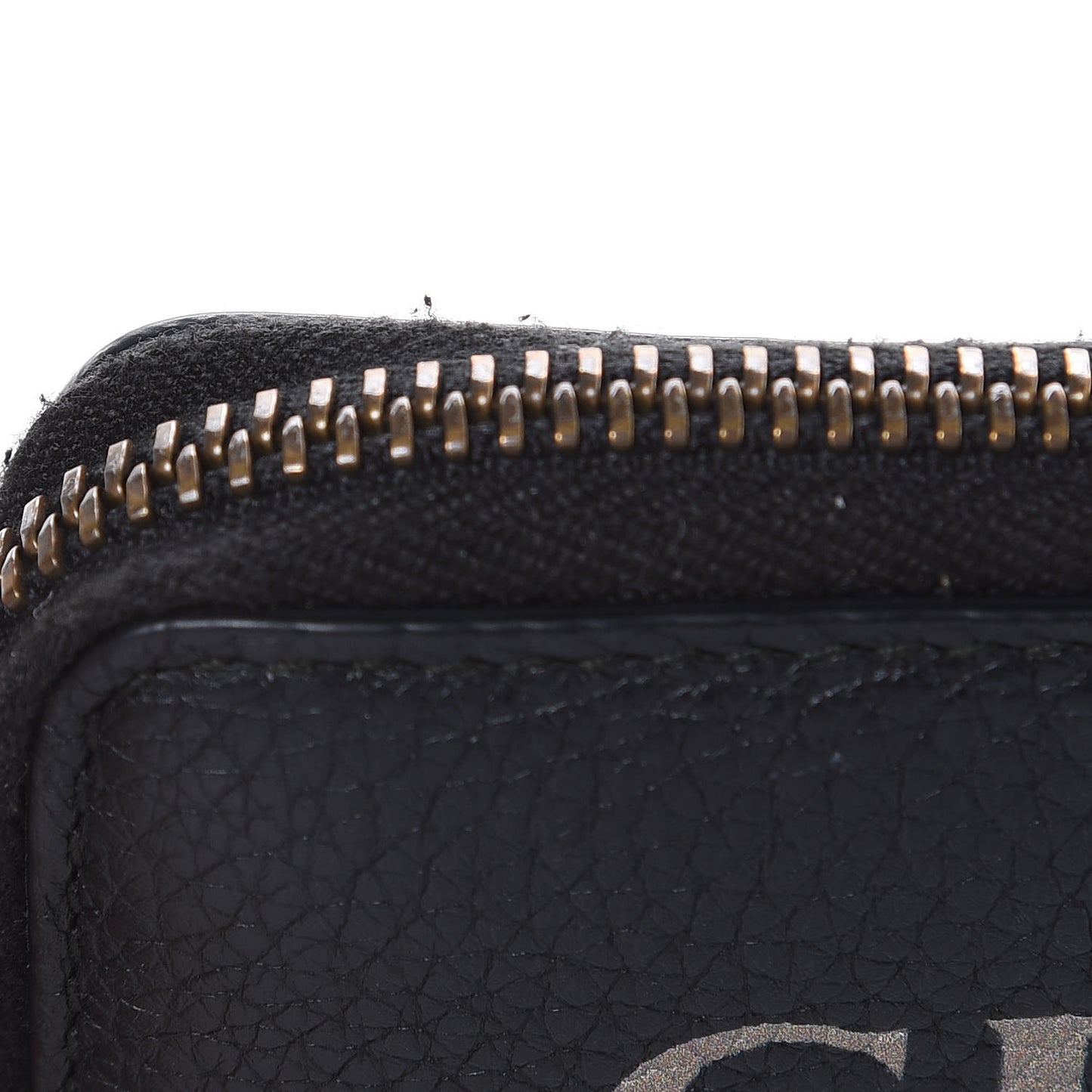 Calfskin Logo Zip Around Card Case Black