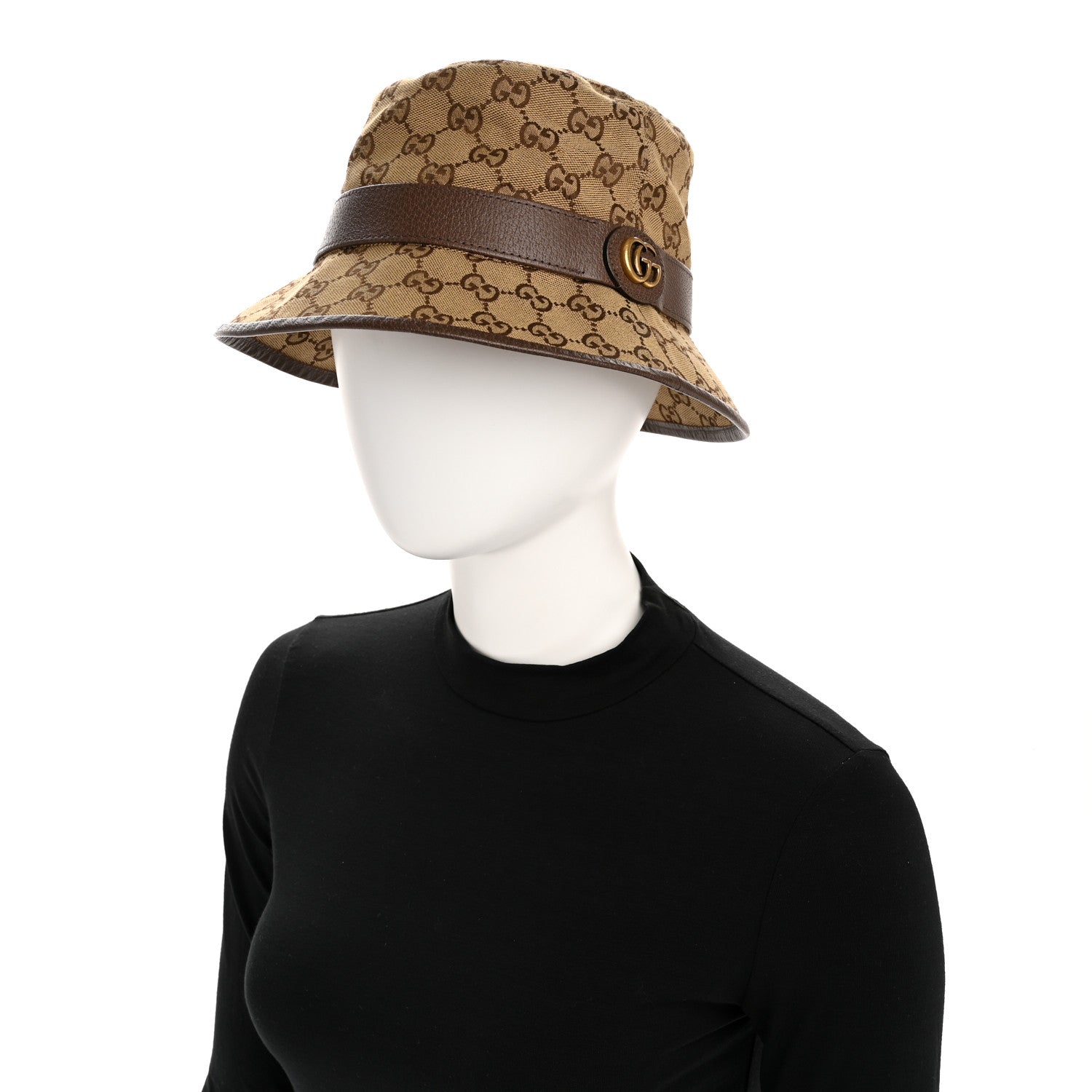Gucci Monogram Textured Dollar Calfskin GG Jago Bucket Hat S Cacao Beige Cacao Beige 2 of 10