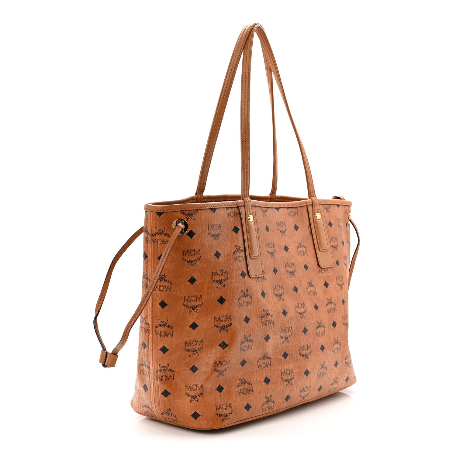 MCM Visetos Medium Liz Reversible Shopper Tote Cognac 5 of 19