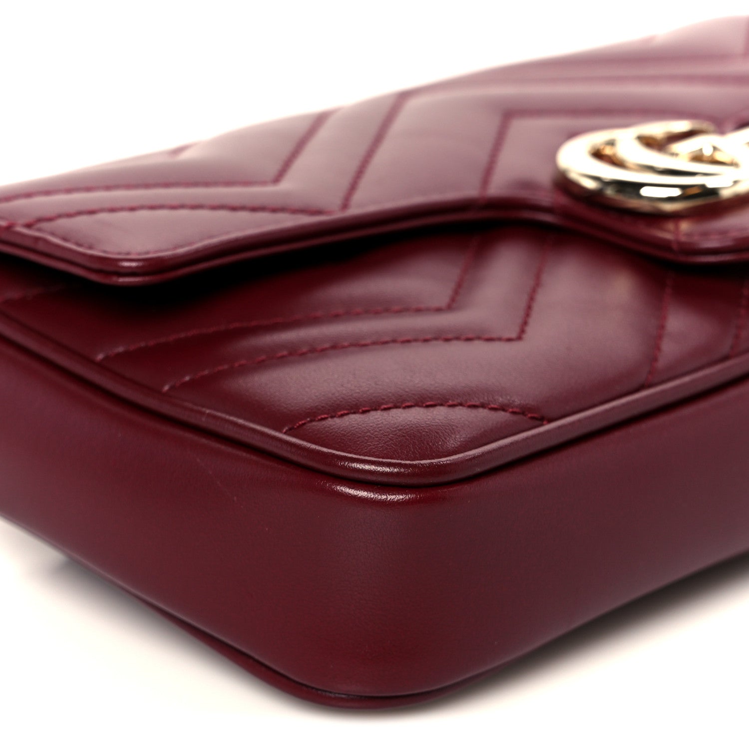Gucci Calfskin Matelasse Mini GG Marmont Shoulder Bag With Card Holder Rosso Ancora 10 of 12