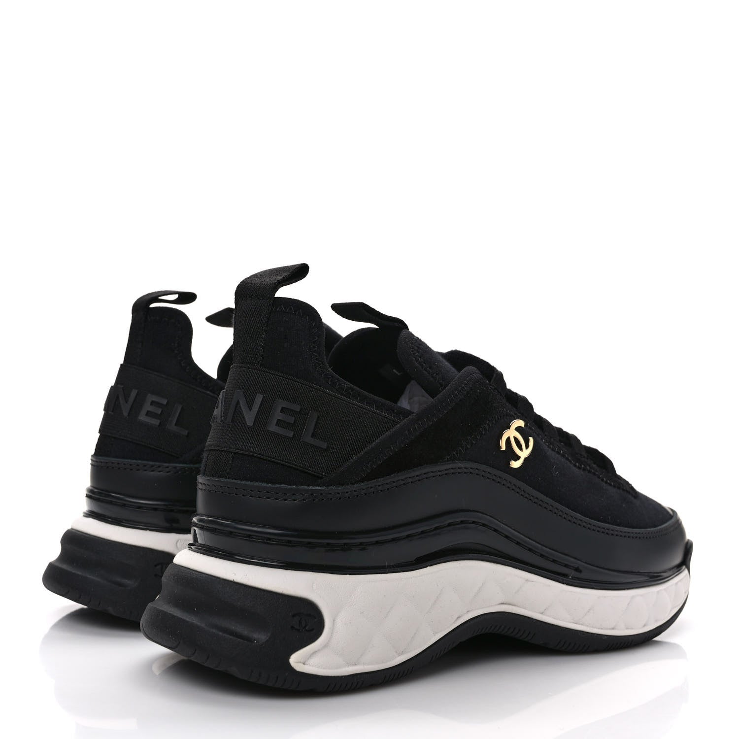 Chanel Velvet Calfskin Mixed Fibers CC Sneakers 36 Black 4 of 9