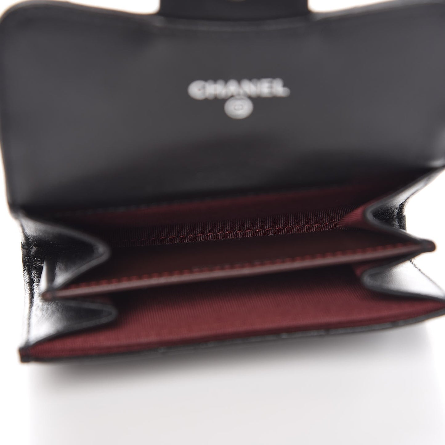 Lambskin Quilted Flap Card Holder Wallet Black