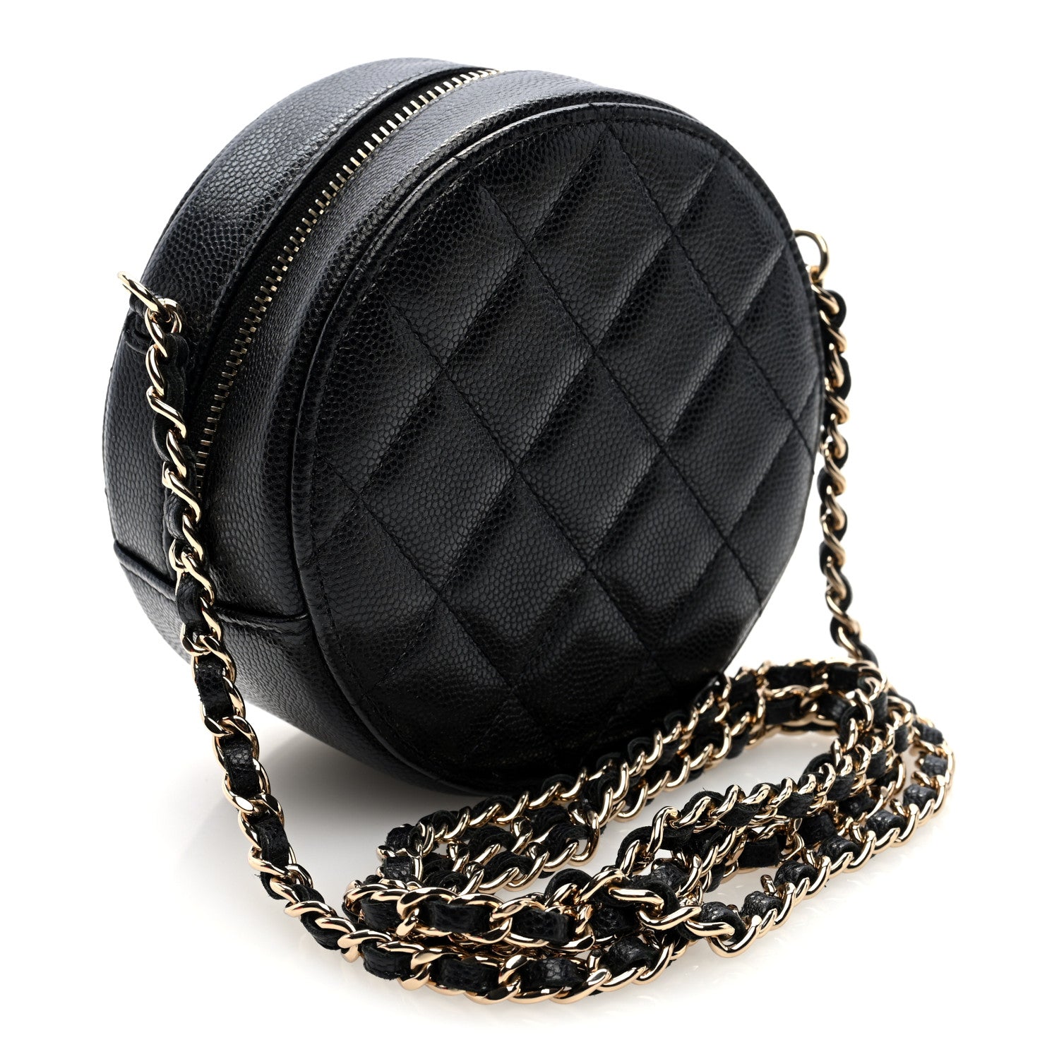Chanel Caviar Quilted Round Clutch With Chain Black 3 of 10