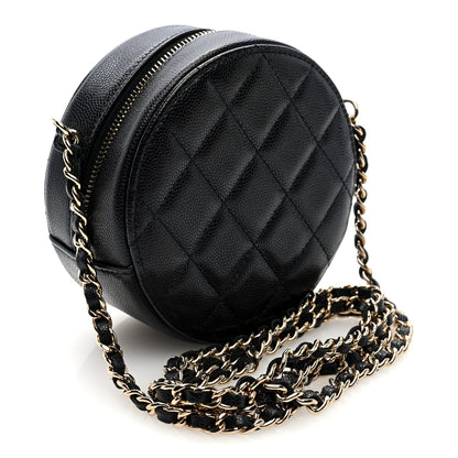 Chanel Caviar Quilted Round Clutch With Chain Black 3 of 10