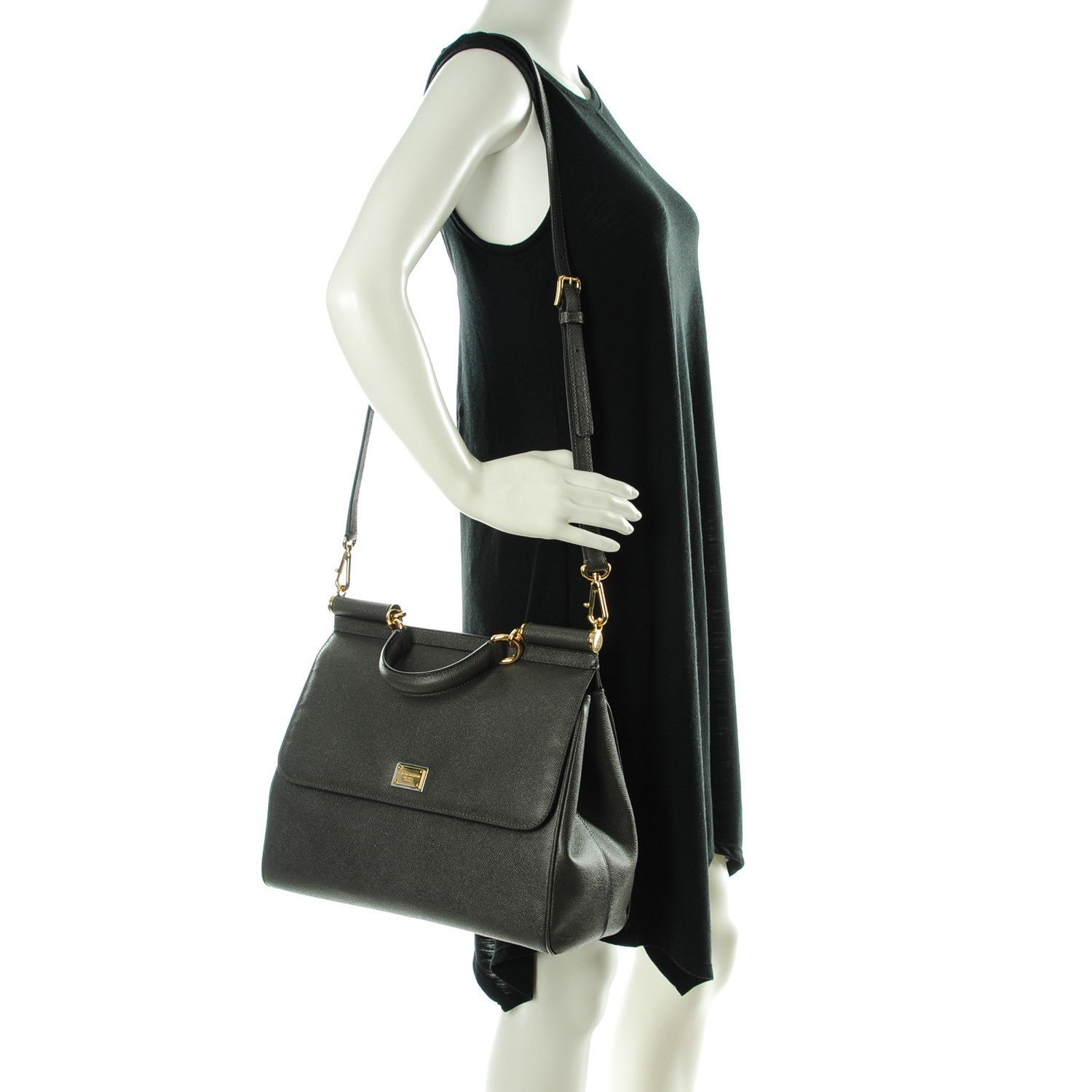 Dolce & Gabbana Vitello Dauphine Large Miss Sicily Satchel Grigio 2 of 6