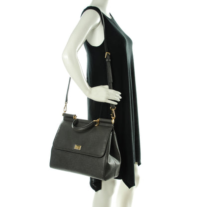Dolce & Gabbana Vitello Dauphine Large Miss Sicily Satchel Grigio 2 of 6