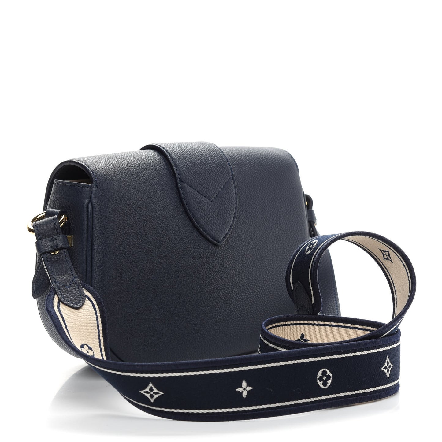 Grained Calfskin LV Pont 9 Soft MM Bleu Marine