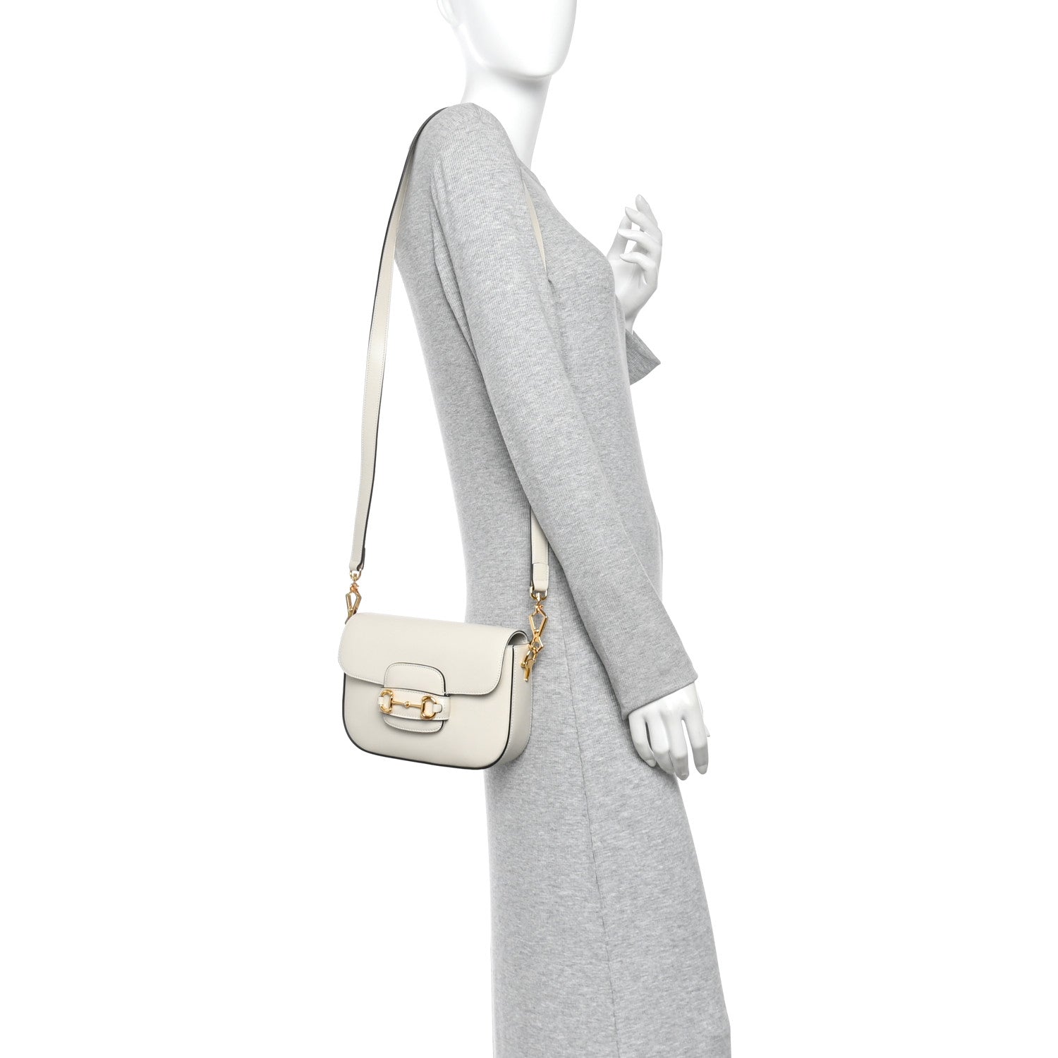 Gucci Azalea Calfskin Web Mini Horsebit 1955 Shoulder Bag Mystic White 2 of 10