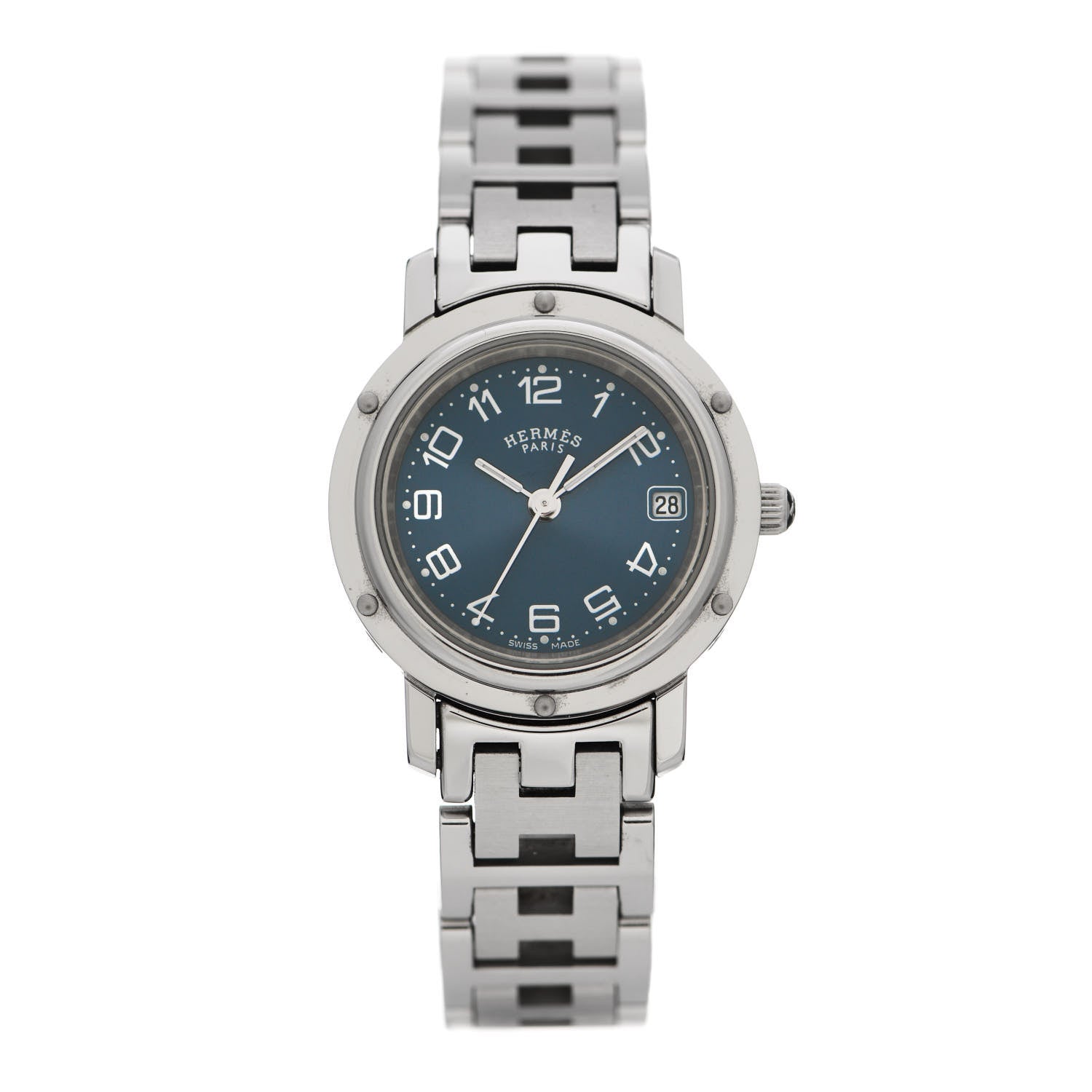 Hermes Stainless Steel 24mm Clipper Quartz Watch Blue 1 of 4