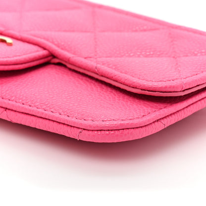 Chanel Caviar Quilted Flap Zip Card Holder Dark Pink 9 of 11