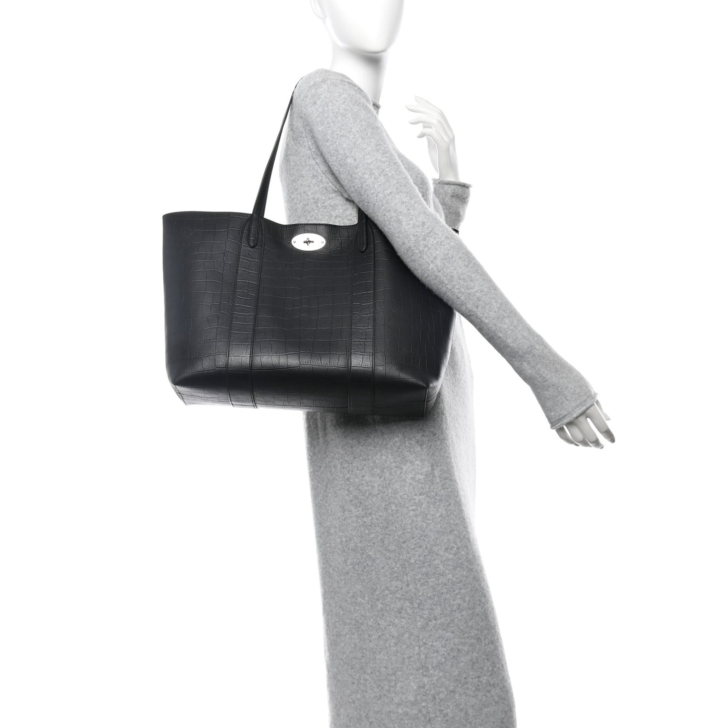 Crocodile Embossed Bayswater Tote Black