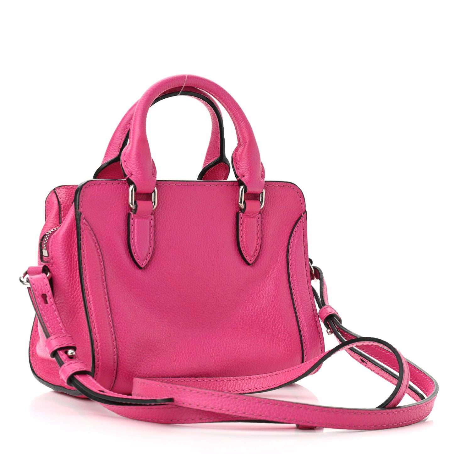 Pebbled Calfskin Mini Skull Padlock Zip Around Tote Bouganville